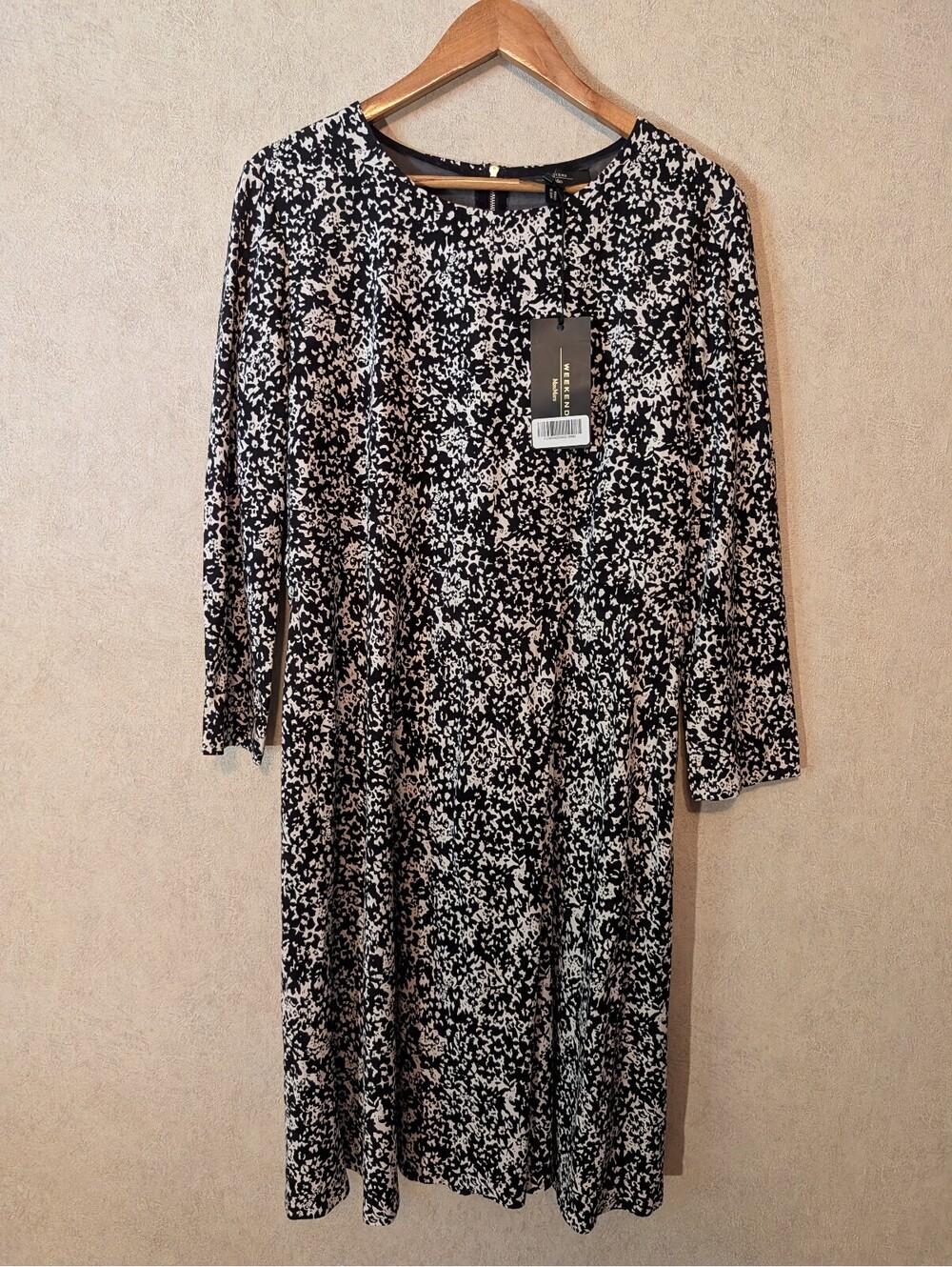 WEEKEND MAX MARA black and white long sleeve mini dress sz XL NWT